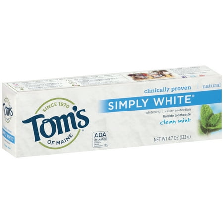 Toms of Maine Simply White Clean Mint Fluoride Toothpaste, 4.7 oz