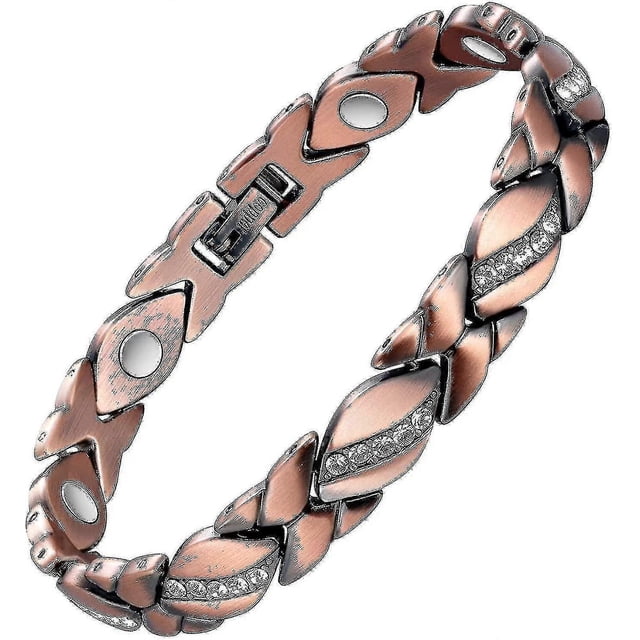 Pulseras magnéticas de cobre para mujeres con dolor de artritis Ref~Pulsera magnética de 3500 Gauss~Terapia eficaz para RSI y síndrome del túnel carpiano~Cristal de cobre 100% puro