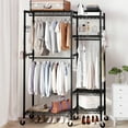 HOKEEPER Heavy Duty Portable Closet Rack with Rubber Wheels, Rolling