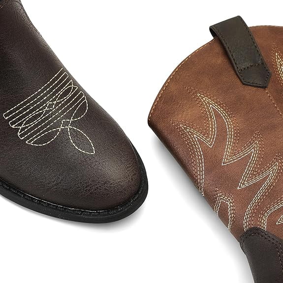 Kushyshoo Cowboy Boots for Girls and Boys Western Mid-Calf Brown