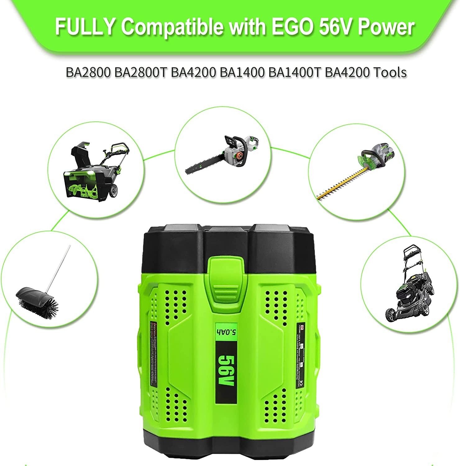 replacement For EGO Battery 56V 5.0Ah BA1400T 56 Volt Tool BA4200 BA2800