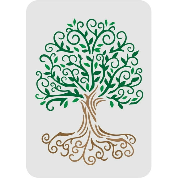 Tree of Life Drawing Stencil 11.7x8.3inch Reusable Life Stencil for Painting Large Size Plant Decoration Stencils for Painting on Wall Furniture Wood and Paper
