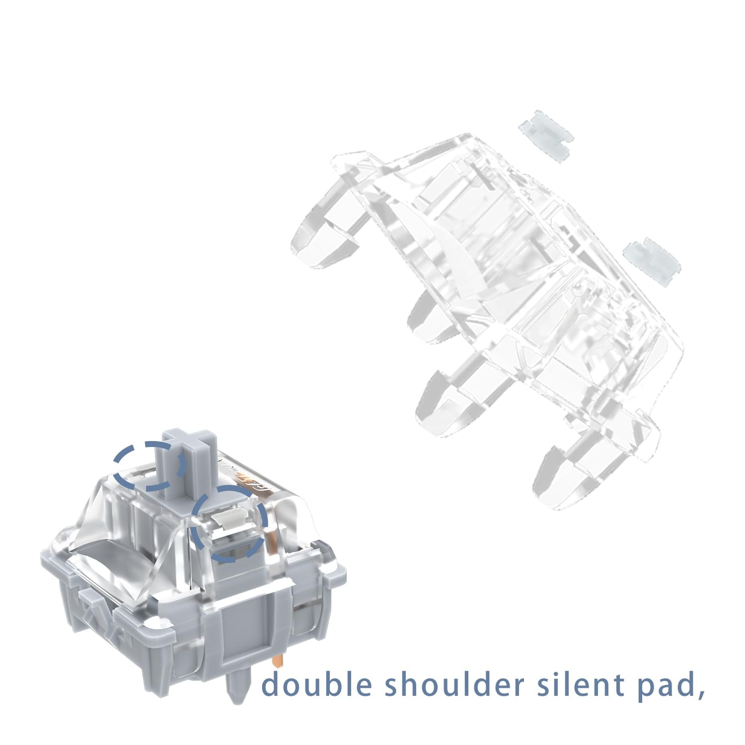 Gateron Zero Degree Fully Silent Silver Linear Switches, 45gf Pre-Lubed 5-Pin Mechanical Keyboard Switches, 35 Pcs