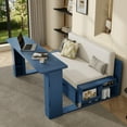 thumbnail image 3 of Full Size Daybed with Removable Desk, Wood Bed Frame with Storage Drawers, 4-in-1 Multifunctional Bed Frame with Side Table for Bedroom Apartment, Blue, 3 of 9