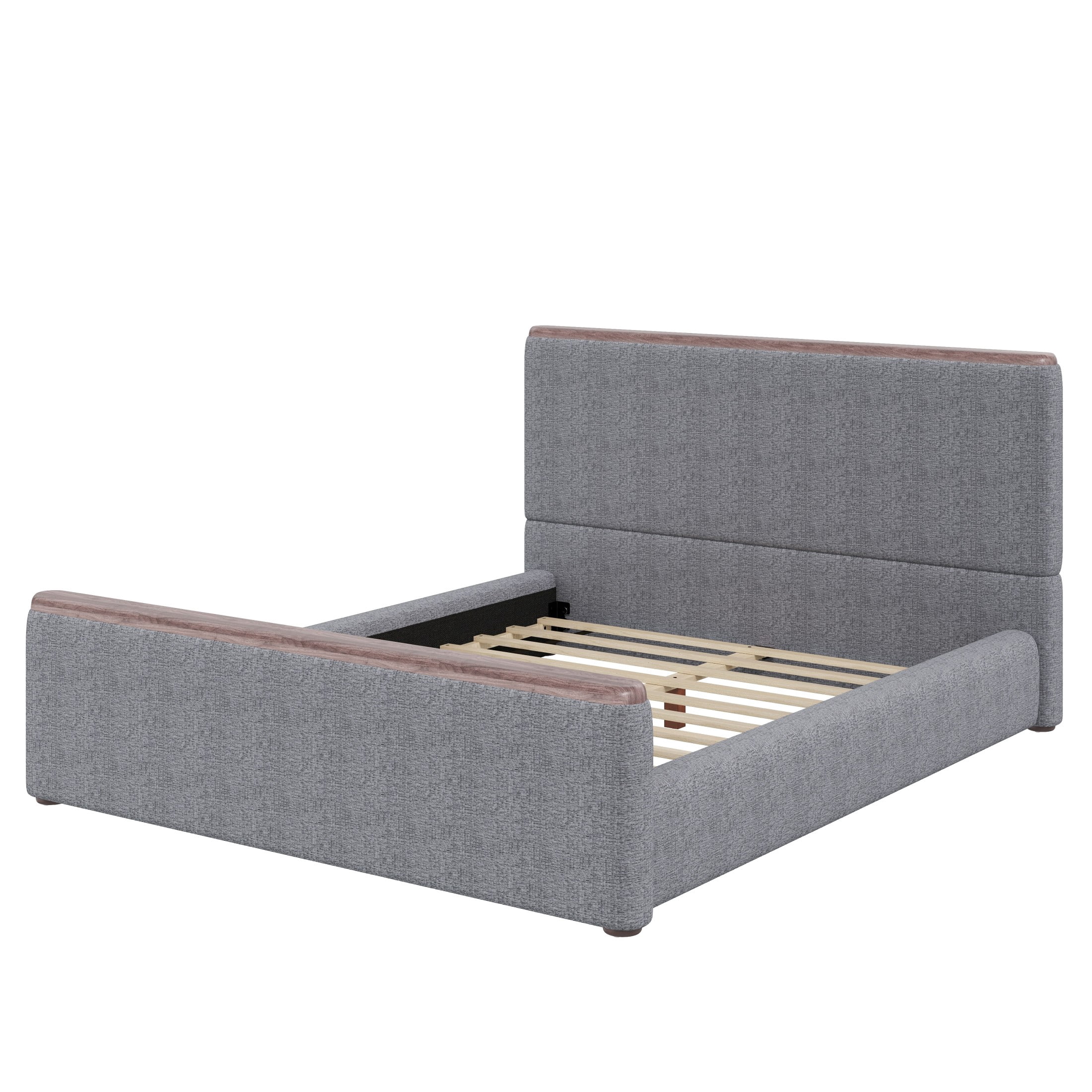 Christopher Knight Home Low-Profile Upholstered Platform Bed with Padded Headboard, Queen, Gray
