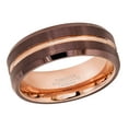 thumbnail image 2 of 8mm 2-Tone Brushed Finish Brown & Rose Gold IP Grooved Tungsten Carbide Wedding Band Engagement Ring Comfort Fit - #600PLs11, 2 of 3