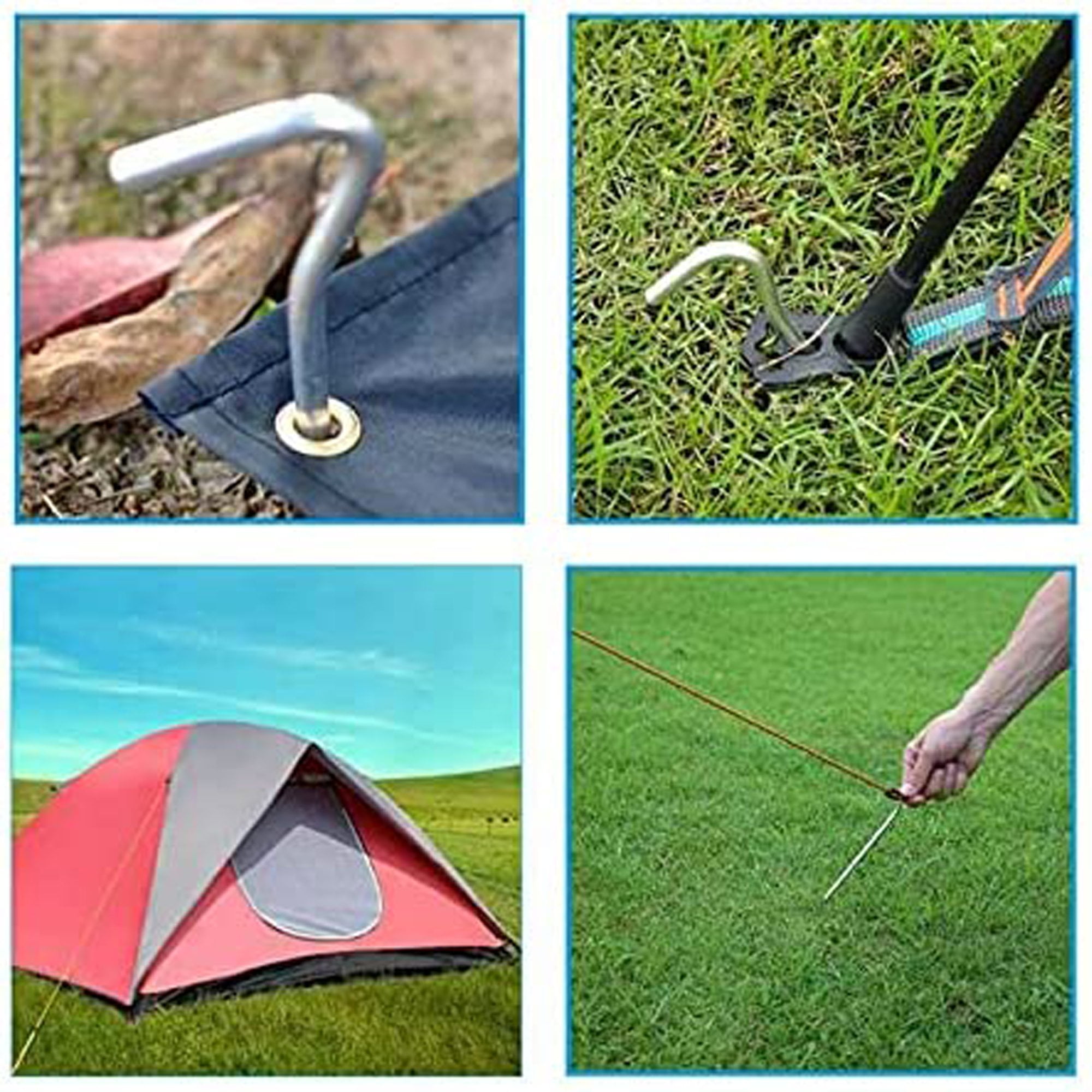 Wideskall 100 Pieces Heavy Duty Galvanized Steel Tent Pegs, Garden Fence Edging, Camping Stakes, Landscape Stakes, Tent Spikes