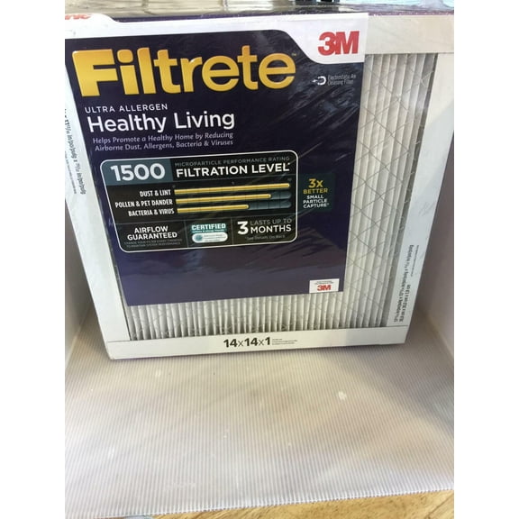 Filtrete 3m 1500 14x14x1 Air Filter Healthy Living Ultra Allergen 5 Lot Purple
