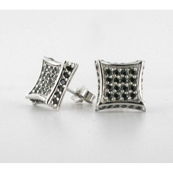 3D Kite Earrings Black CZ Micro Pave .925 Silver