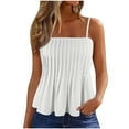 thumbnail image 2 of HaoXianJian Women's Camisole Spaghetti Strap Ruffle Hem Peplum Cami Top Frill Shirred Sleeveless Peplum Blouse, 2 of 6