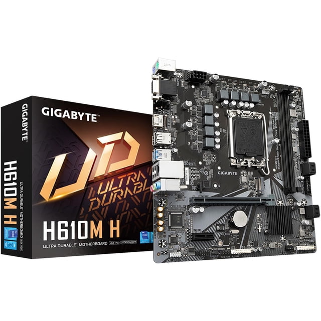 Tarjeta Madre GIGABYTE H610M H LGA 1700 2x DDR5 1x M.2 PCIe 4.0 Micro ATX Negro