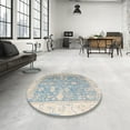 thumbnail image 3 of Ahgly Company Indoor Round Abstract Dark Gray Oriental Area Rugs, 3' Round, 3 of 6
