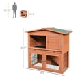 thumbnail image 3 of Pefilos 40" Indoor Rabbit Hutch with Run, 2-Story Chicken Coops with Ramp, Pull-Out Tray, Outdoor Bunny Cage for Rabbits or Guinea Pigs, Brown, 3 of 9