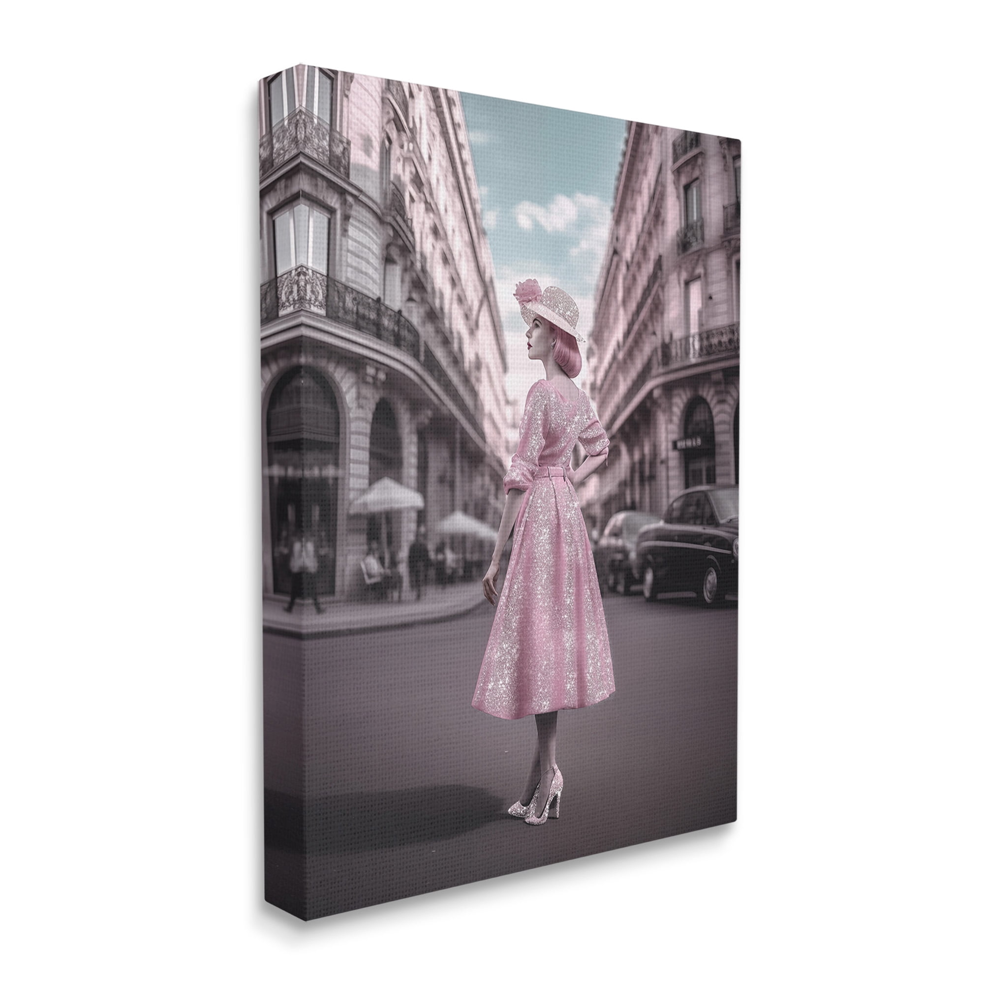 Stupell Industries Vintage Fashion in City Travel & Places Painting Gallery Wrapped Canvas Art Print Wall Art, 24 x 30
