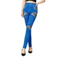 thumbnail image 7 of LYXSSBYX Leggings for Women Jeans Style Women's Fashion Elastic Imitation Denim Lace Print Leggings With Yoga Sport Elastic Pants, 7 of 7