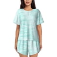 thumbnail image 1 of Xecao Blue Bright Pattern Women's Short Sleeve Pajama Set Soft Sleepwear Lounge Set with Button Front Top and Drawstring Shorts with Pockets-4X-Large, 1 of 6