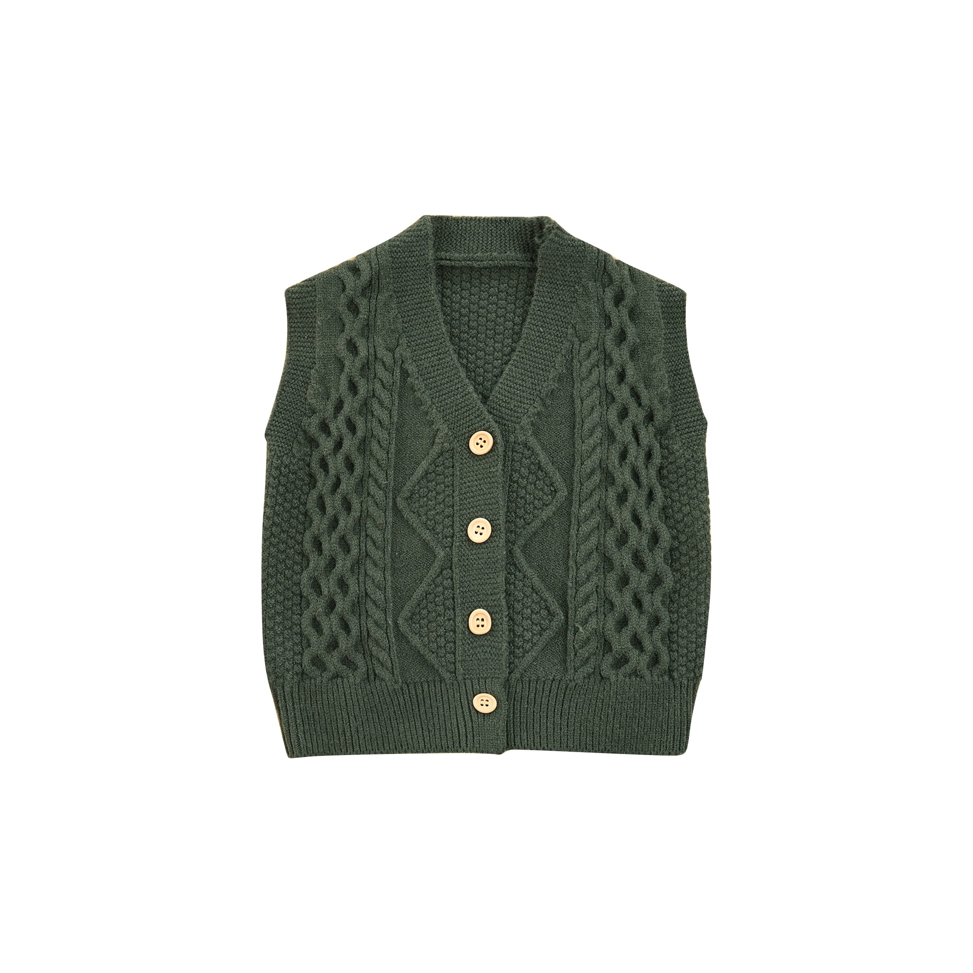 Xingqing Toddler Kids Girls Boys Knit Vest Outwear V neck Sleeveless Single Breasted Cardigan Sweater