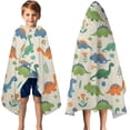 thumbnail image 3 of Beige Dinosaur Pattern Hooded Bath Towel，50"x30" for Ages 3 To 12 Kids, Quick Dry Lightweight Soft Microfiber Hood Beach Towel Cover Up for Kids, 3 of 7