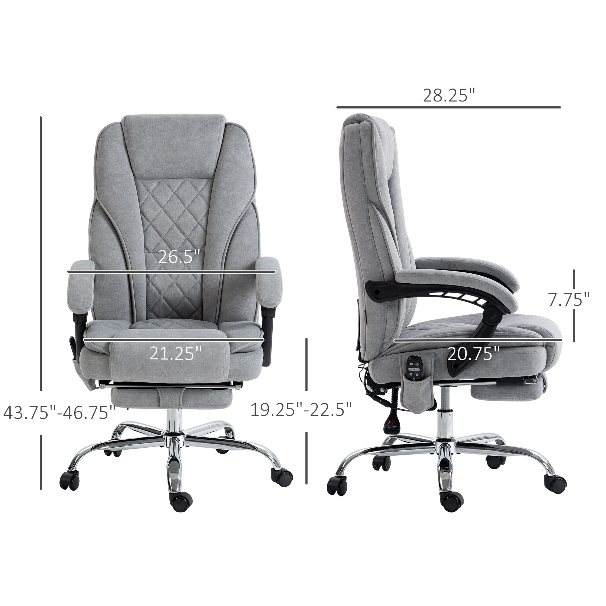 Vinsetto Massage Office Chair, Heated Reclining Desk Chair with Footrest