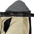 thumbnail image 2 of Men's Heavyweight Flannel Zip Up Fleece Lined Plaid Sherpa Hoodie Jacket (#120 Black Red, 4XL), 2 of 2