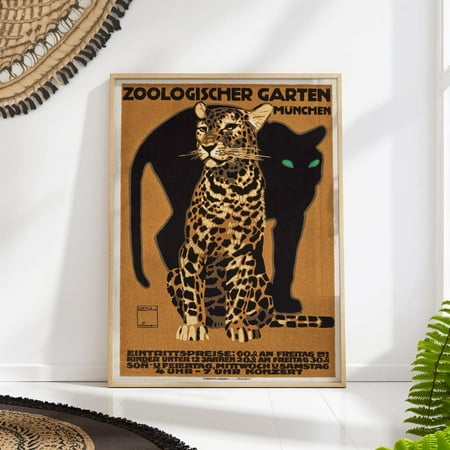 Leopard And Panther Art Print Vintage Zoo Poster Retro Wildlife Wall Decor Wall Art, Modern Wall Decor, 8x12 UNFRAMED