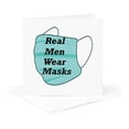 3drose, Image of Words Real Men Wear Masks on Aqua Mask, 6 Greeting ...