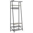 thumbnail image 1 of Hall Tree with Bench – 4-in-1 Rustic Entryway Organizer – 5 Hooks, Shoe Rack & Coat Rack – 200 lb Seat – Space-Saving – MDF & Steel – 70"H, 1 of 5