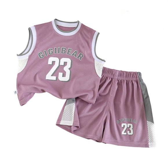 LUOGENLI Débardeur d'Été pour Garçons, Sport, Ensemble 2 Pcs, Sans Manches, Léger, Basketball, Décontracté, Respirant, Confortable pour Jouer (Violet, Taille 12-24 Mois)