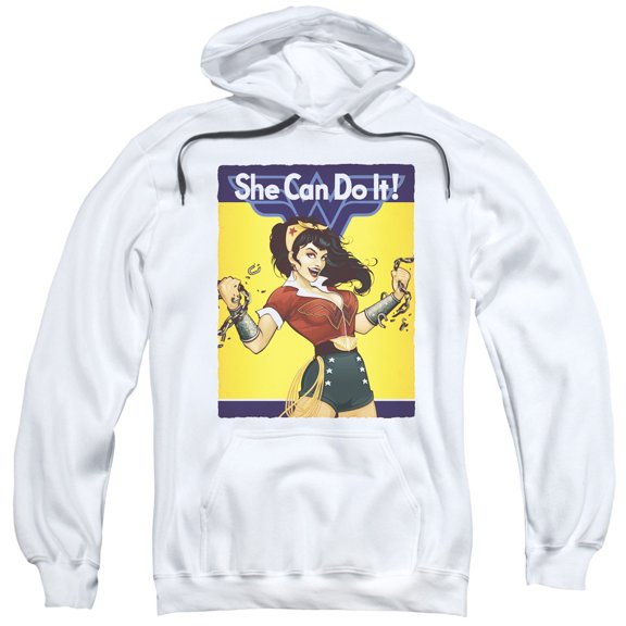 JLA Justice League Wonder Bombshell Adult Pullover Hoodie Sweatshirt White