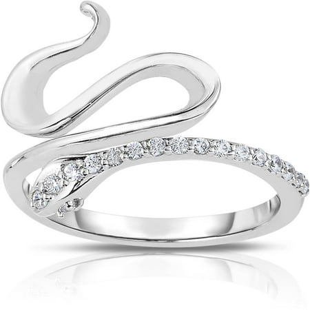 1/5 Carat T.W. Diamond 10kt White Gold Fashion Snake Ring