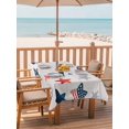 thumbnail image 2 of Outdoor Tablecloth with Umbrella Hole for Patio/Picnic/Party/Camping, 4th of July Star Cute Waterproof Table Cloth Rectangle Table Cover Washable, Wooden Striped Farmhouse (60"x 84"), 2 of 9