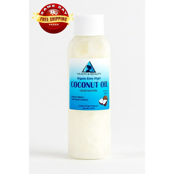 COCONUT OIL EXTRA VIRGIN UNREFINED ORGANIC CARRIER COLD PRESSED RAW PURE 2 OZ