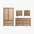 thumbnail image 4 of SICOTAS 4-in-1 Bedroom Furniture Set with Dresser, Nightstands & Armoire, 56.88" W Dresser, 3-Drawer Nightstand with USB Port, Large Armoire Wardrobe Closet, Boho Bohemian Rattan Decor, 4 of 12