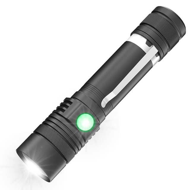 Linterna LED de 1000 lúmenes, superbrillante, recargable con zoom y 4 modos, potente linterna de mano.