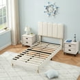thumbnail image 3 of IDEALHOUSE White Twin Bed Frame for Boys & Girls, Velvet Upholstered Platform Bed Frame with Headboard, Strong Wooden Slats, Noise-Free,No Box Spring Needed, Easy Assembly, 3 of 9