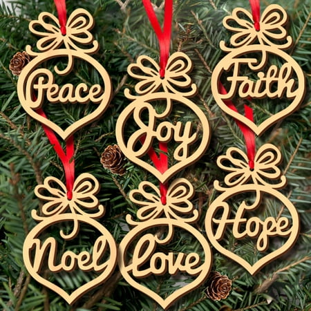 Binmer® 6Pcs Christmas Decorations Wooden Ornament Xmas Tree Hanging Tags Pendant