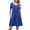 Royal Blue, variant on Women's Pleated Front Round Neck Swing Dress with Pockets Ruched Stretch 65% rayon 30% polyester 5% spandex Easy Care