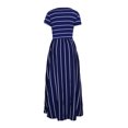 thumbnail image 4 of Robe Maxi à Manches Courtes Marine à Rayures Blanches pour Femmes, 4 of 8