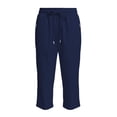 thumbnail image 5 of iHPH7 Cropped Athletic Pants for Women with Zipper Pockets Quick Dry Workout Capris Stretchy Lightweight Running Yoga Joggers Summer Outdoor Activewear Blue XXL, 5 of 6