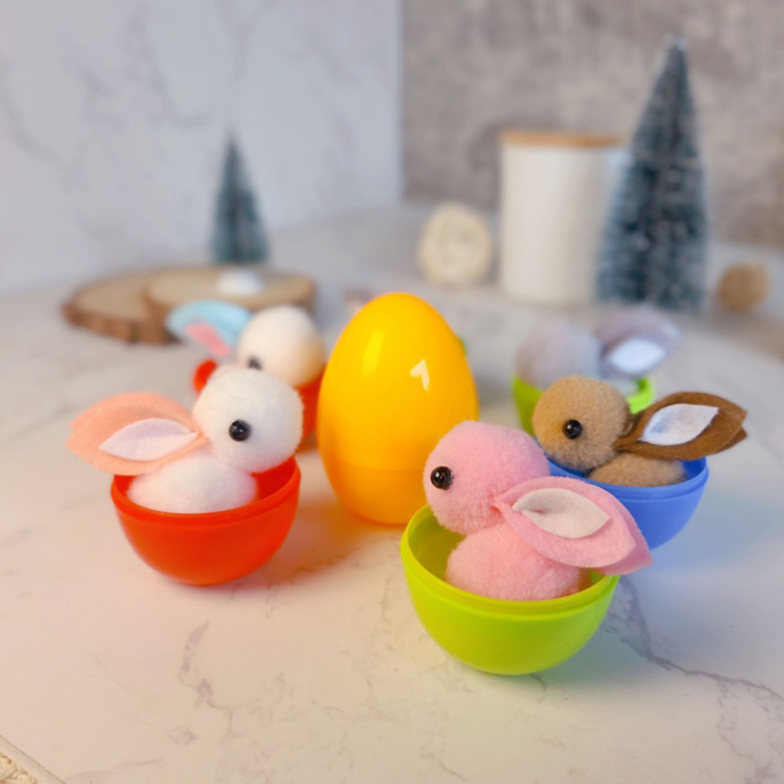 RuWeoMaa 32 Pack Easter Eggs Filled Plush Animal Filled Eggs,Filled Easter Eggs with Plush Bunny Toys, Mini Colorful Bunny Filled for Kids Toddler Teens Easter Basket Stuffers Easter Party Favors