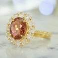thumbnail image 3 of Oval Cut Natural Pink Tourmaline Halo Engagement Ring 14K Yellow Gold Moonstone Wedding Bridal Ring Peach Gemstone Ring For Women, 3 of 3