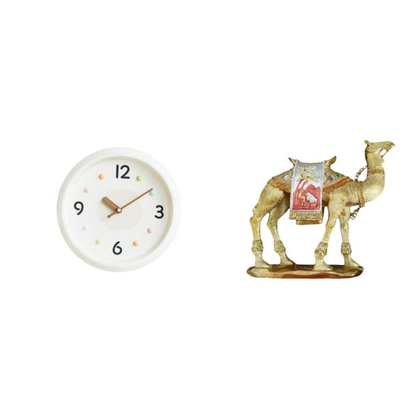Reloj De Pared Moderno Con Figura De Camello, Estatua Decorativa De Resina Con Números Grandes, Diseño Redondo Y Silencioso, Ideal Para Colgar En Casa, Oficina, Estudio, Entrada, Estante O