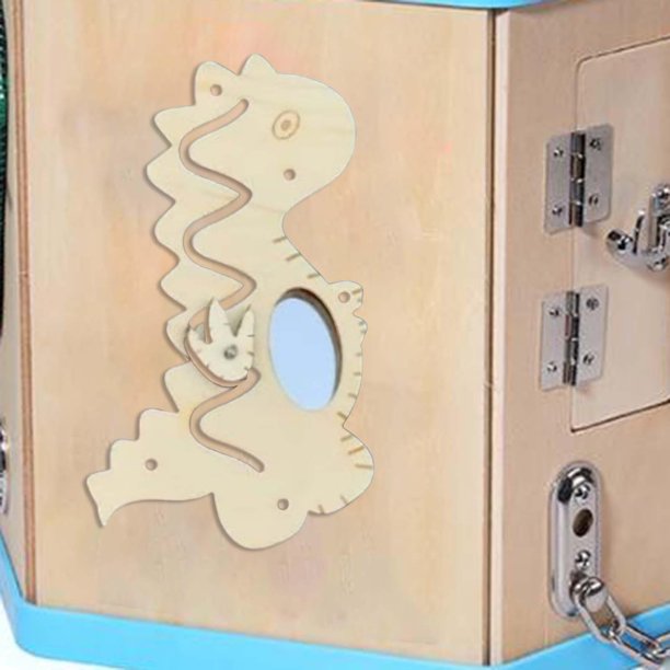 Tablero Sensorial Montessori, Material de Enseñanza, Desarrollo de Enseñanza, Tablero de Actividades de Madera de Aprendizaje de Enseñanza, Regalo de espejo de dinosaurio CUTICAT tablero sensorial