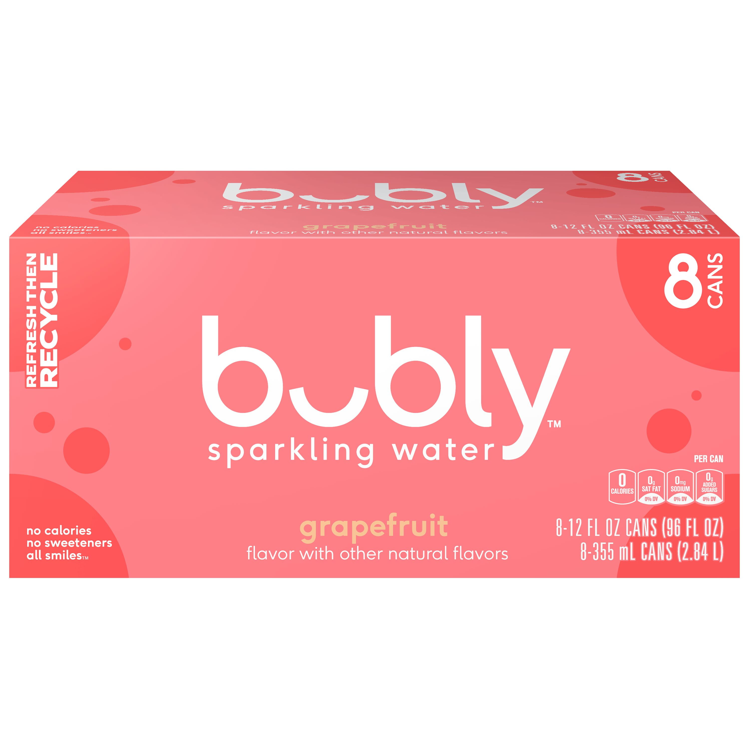 (3 pack) bubly Sparkling Water,Grapefruit, Zero Sugar & Zero Calories, 12 fl oz, 8 Count