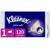 Kleenex Ultra Soft Facial Tissues, 1 Flat Box, 120 White Tissues per Box, 3-Ply (120 Total)