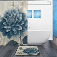 thumbnail image 2 of Bathroom Sets Curtain and Rug Sets 23.6x15.7 in Non-Slip Mat and 66x72 in Shower Curtain for Home Bath Dcor Blue Flower with Butterflies, 2 of 7