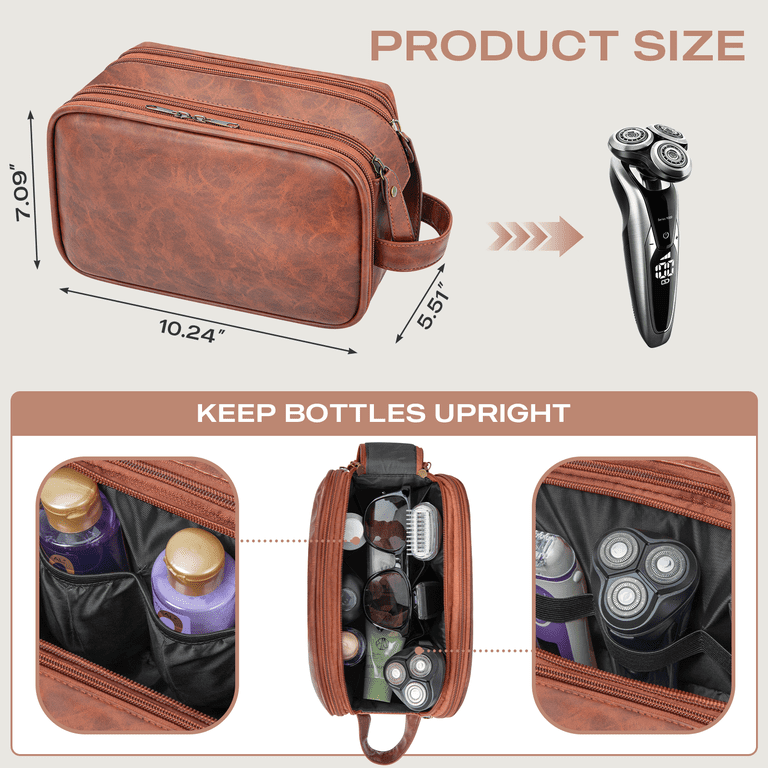 DAKOMM Toiletry Bag, Water-Resistant Leather Travel Organizer photo 3