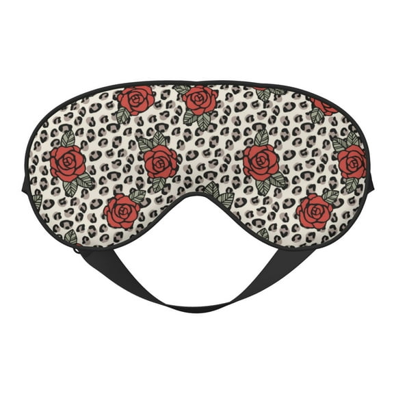 Disketp Leopard Print Rose Print Sleep Mask-Eye Mask for Sleeping,Comfortable & Super Soft Eye Mask with Adjustable Strap,Travel Eye Mask