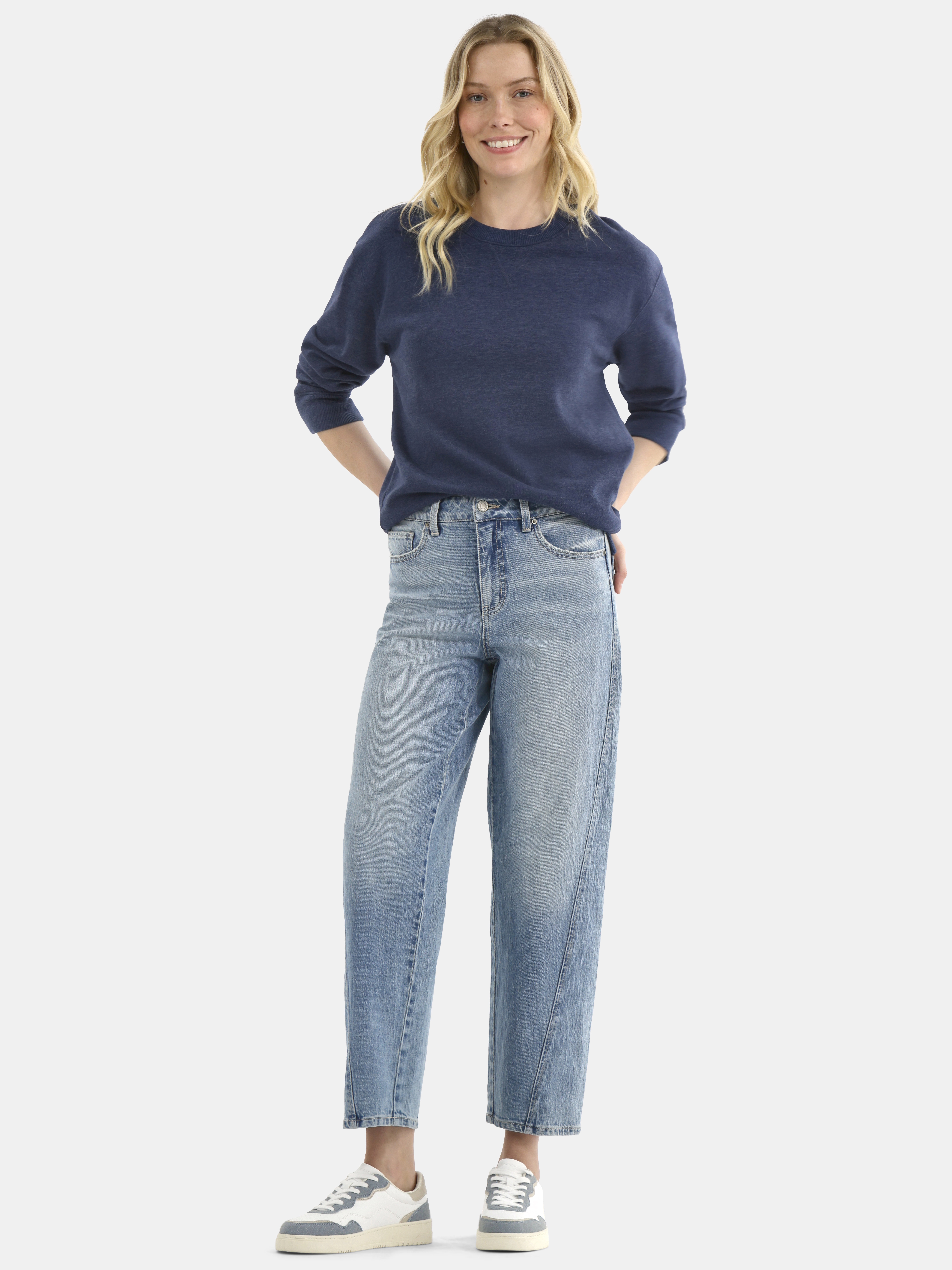 Time and Tru Women's and Women's Plus Crewneck Sweatshirt with Long Sleeves, Sizes XS-4X
