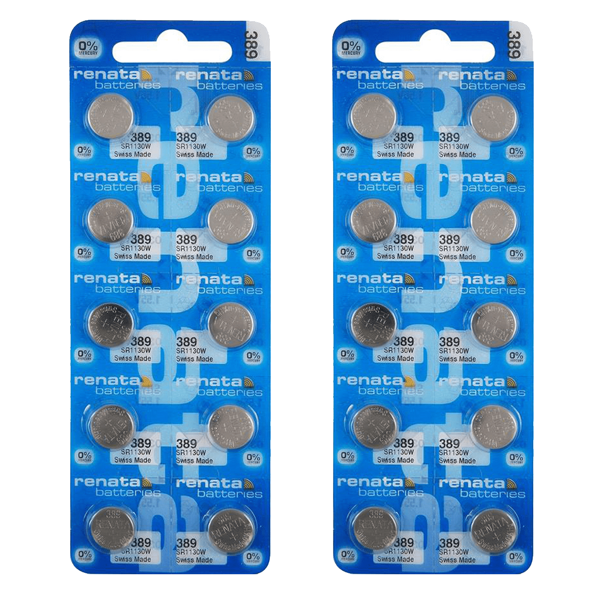 2 X Renata 389 Pila Batteria Orologio Mercury Free Silver Oxide